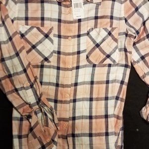 Womens Pastel Plaid shirt Size Medium